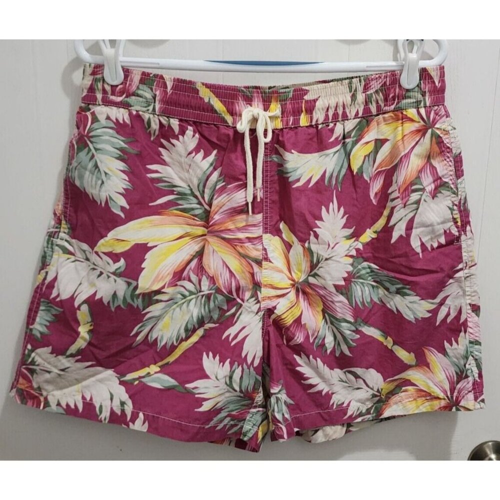 Polo Ralph Lauren Tropical‎ Floral Pink Drawstring Swim Shorts Trunks Size Large